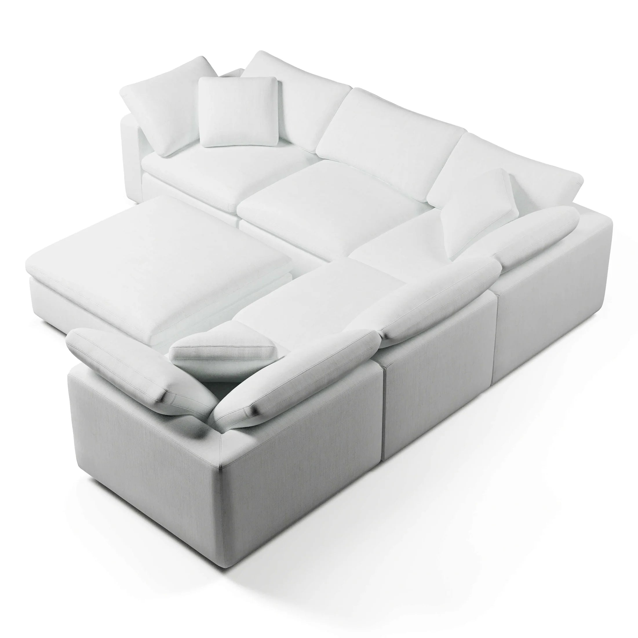 CouchHaus | Comfy Five-Seater & Ottoman L-Sectional | Modular Sofas & Couches