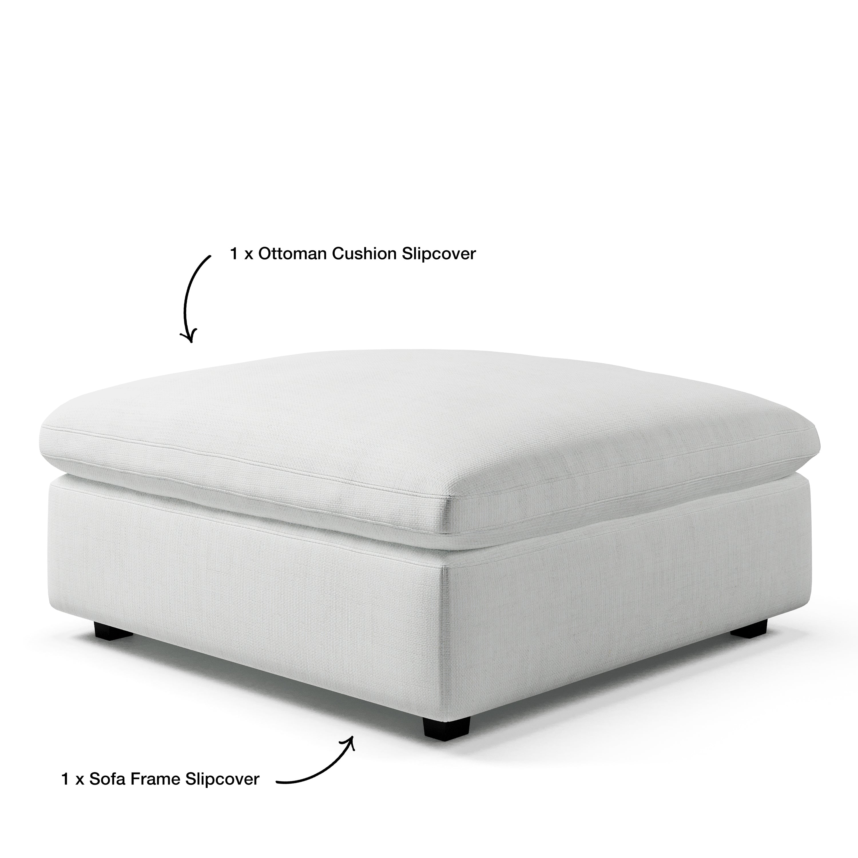 Square Ottoman Slipcover | Ottoman Slipcover Replacement | Couch Haus