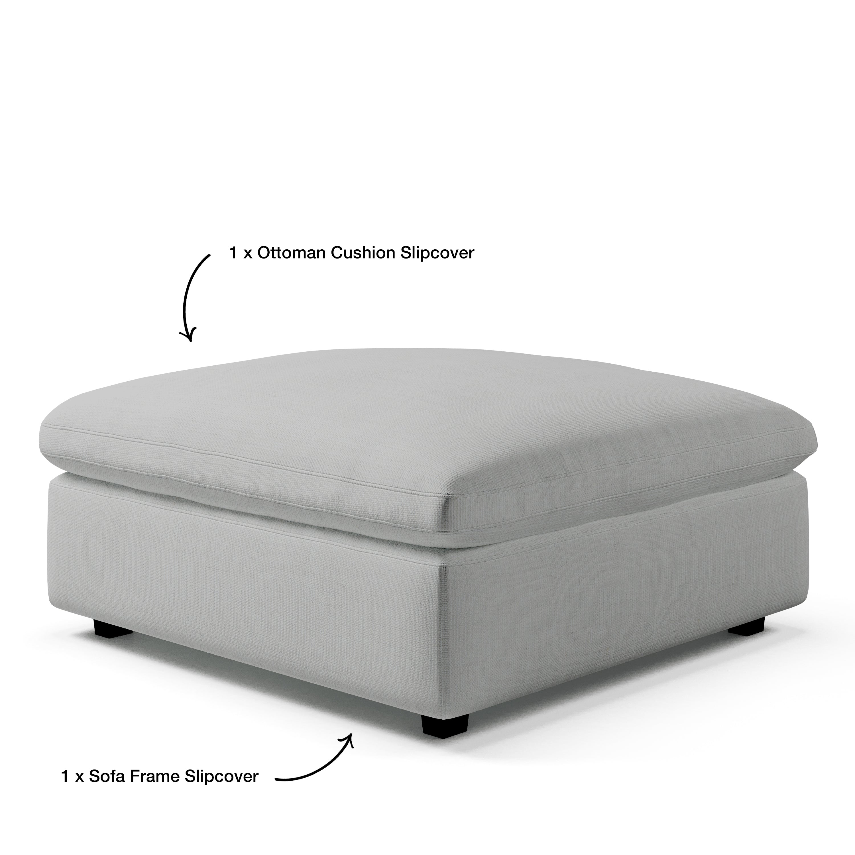 Square Ottoman Slipcover | Ottoman Slipcover Replacement | Couch Haus
