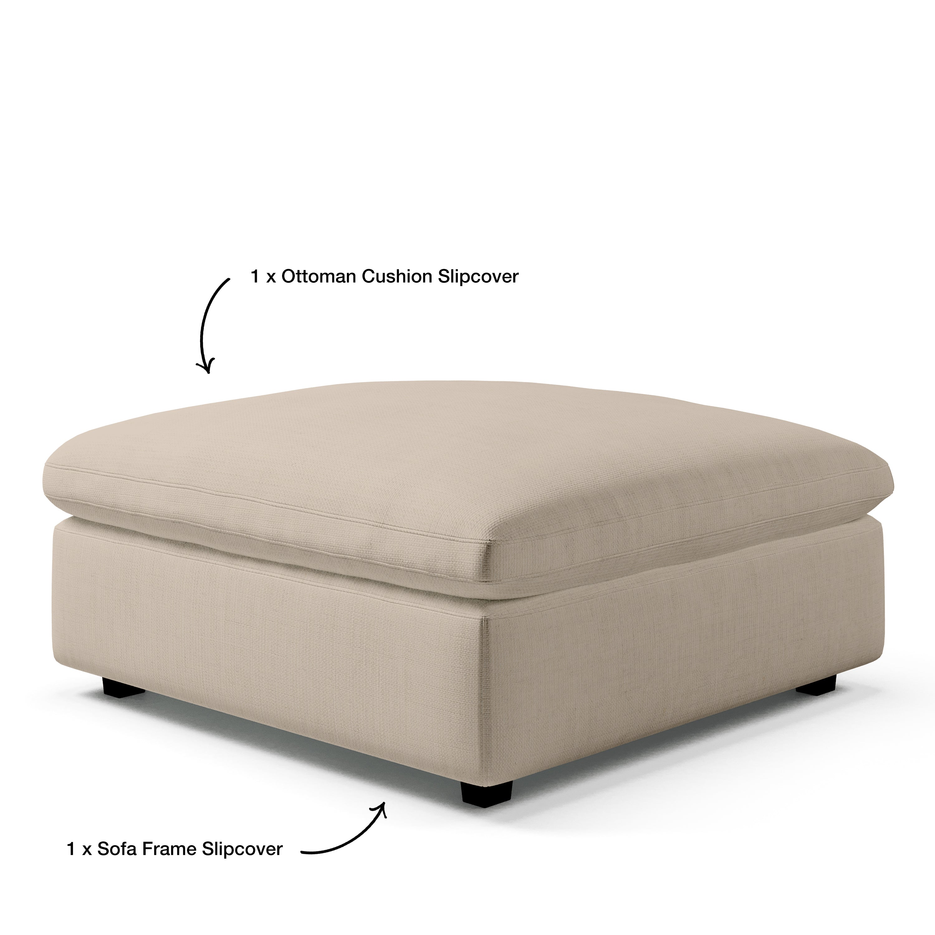 Square Ottoman Slipcover | Ottoman Slipcover Replacement | Couch Haus