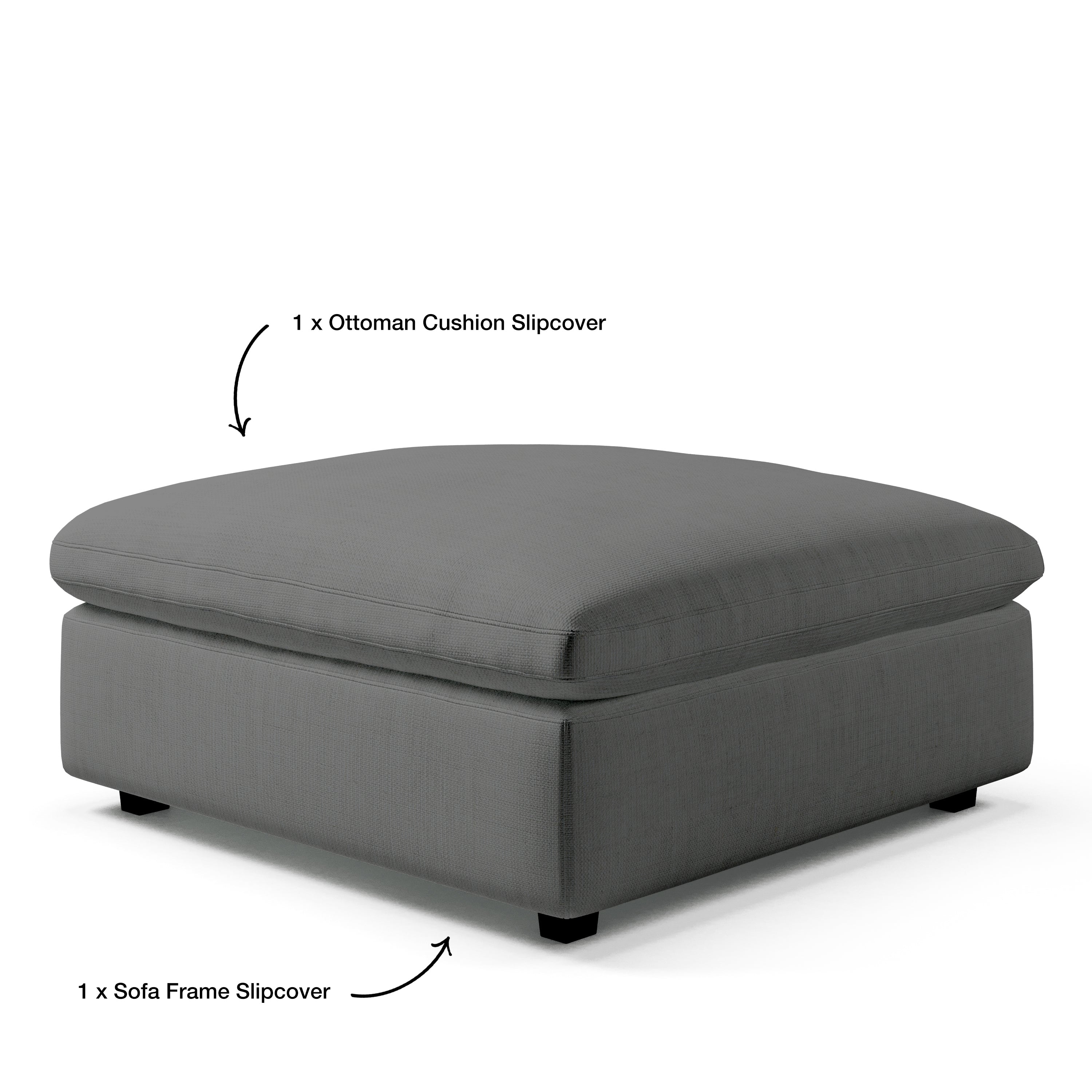 Square Ottoman Slipcover | Ottoman Slipcover Replacement | Couch Haus