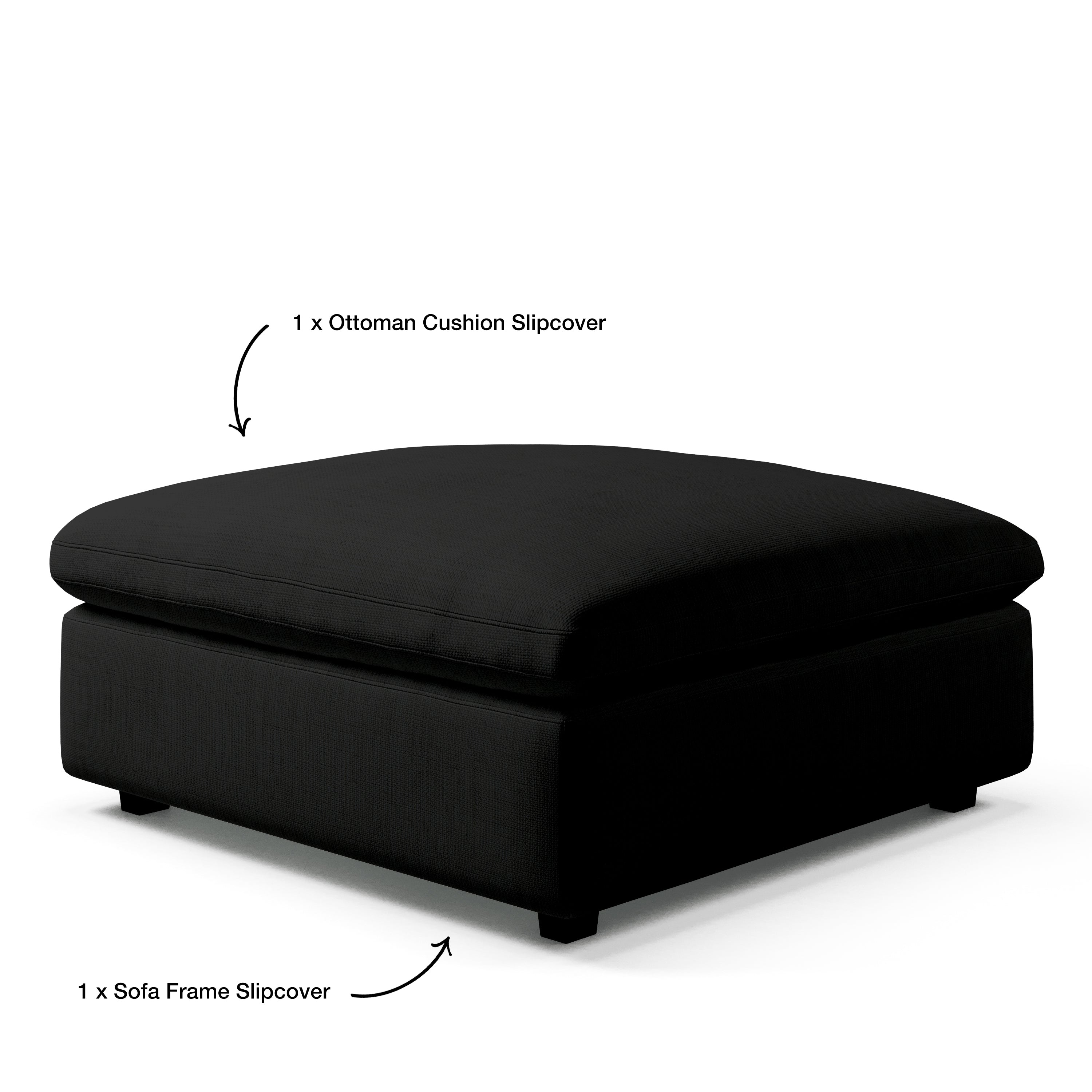 Square Ottoman Slipcover | Ottoman Slipcover Replacement | Couch Haus