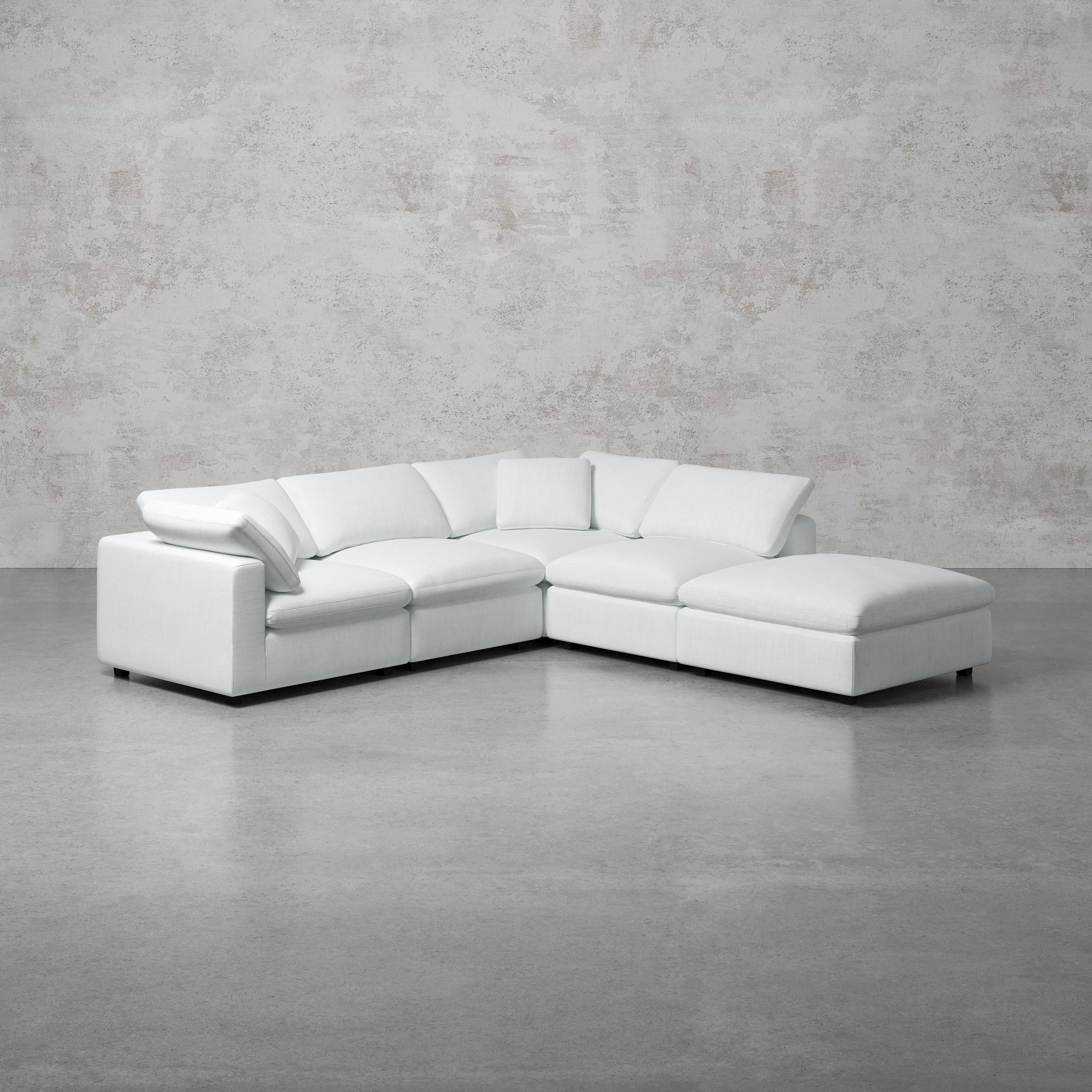Comfy Modular Sofa - 4-Seater L-Sectional & Ottoman